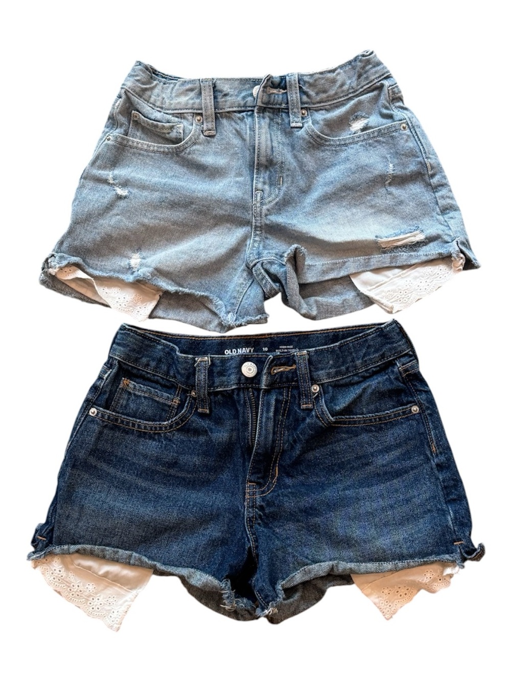 Old Navy Blue Denim Girls Shorts with Lace Trim Bundle